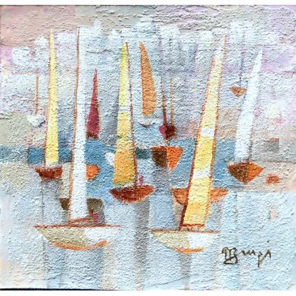 Painting AN92  REGATE DEVANT LA VILLE BLANCHE 1 by Burgi Roger | Painting Figurative Acrylic Landscapes, Marine