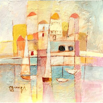 Painting AO106  LES TROIS TOURS by Burgi Roger | Painting Figurative Acrylic Landscapes, Marine, Urban