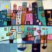 Gemälde AM15  LA VILLE BLEUE von Burgi Roger | Gemälde Figurativ Landschaften Urban Marine Acryl