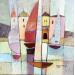 Painting AO62  LA VOILE ROUGE by Burgi Roger | Painting Figurative Landscapes Urban Marine Acrylic