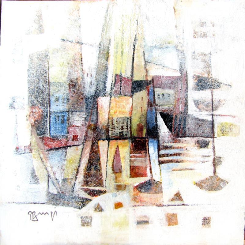 Painting AM64  REGATE JAUNE by Burgi Roger | Painting Abstract Acrylic Landscapes, Marine, Urban
