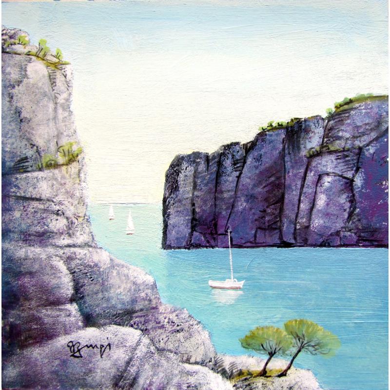 Gemälde AM80  CALANQUE DE MARSEILLE  1 von Burgi Roger | Gemälde Figurativ Landschaften Marine Acryl