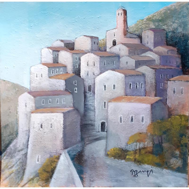 Painting AO61  VILLAGE CORSE (BELGODERE) 2 by Burgi Roger | Painting Figurative Landscapes Urban Acrylic