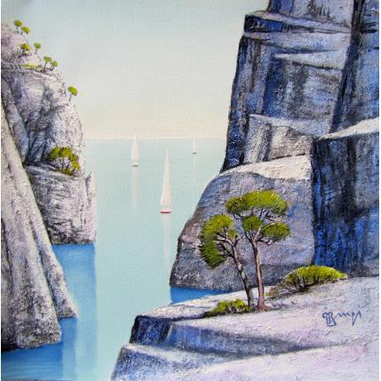 Painting AN150  CALANQUE AUX GRANDS PINS by Burgi Roger | Painting Figurative Acrylic Landscapes, Marine