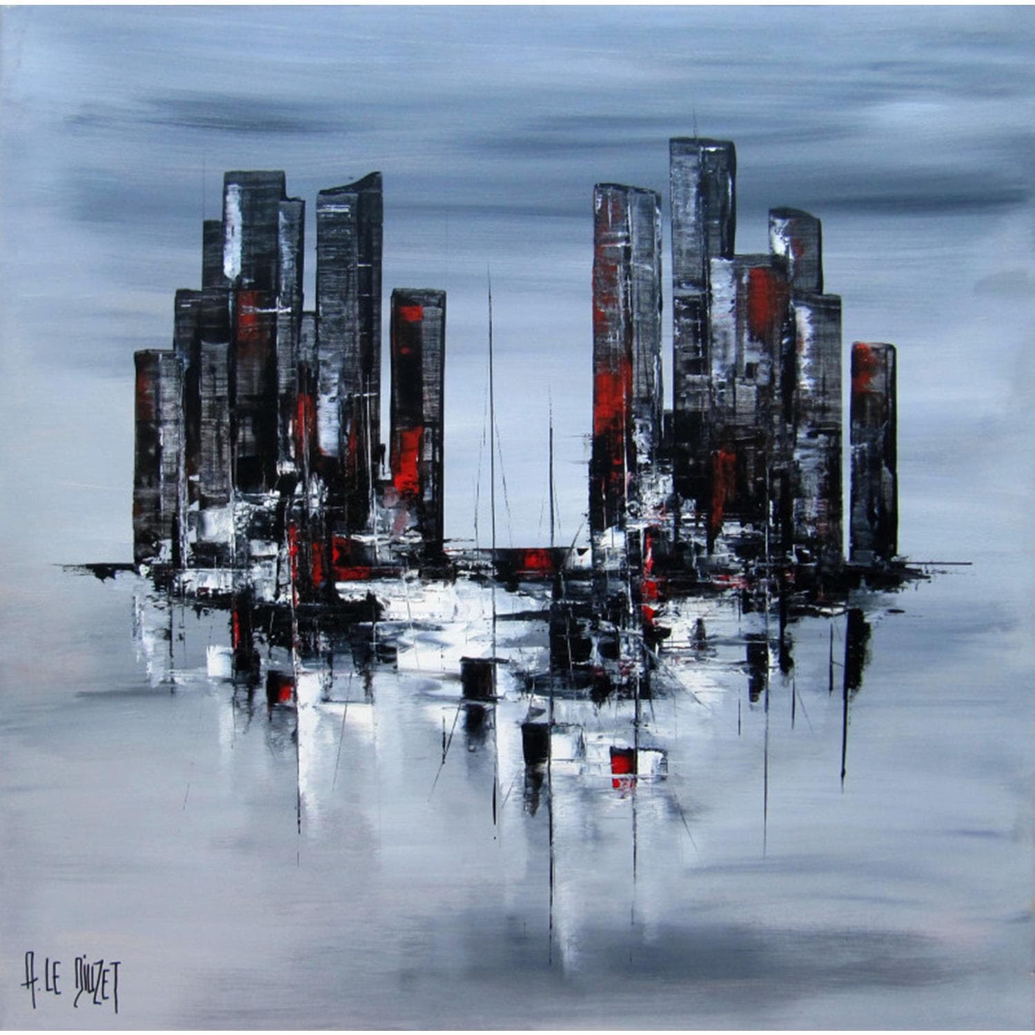 Painting Composition coques rouges by Le Diuzet Albert Carré d'artistes