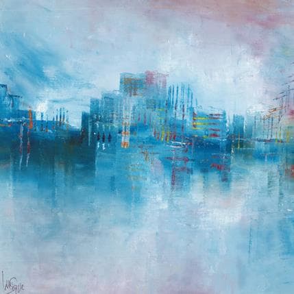 Peinture Marine au petit matin par Levesque Emmanuelle | Tableau Abstrait Huile Vues urbaines