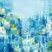 Peinture Vile bleue par Levesque Emmanuelle | Tableau Abstrait Huile Vues urbaines