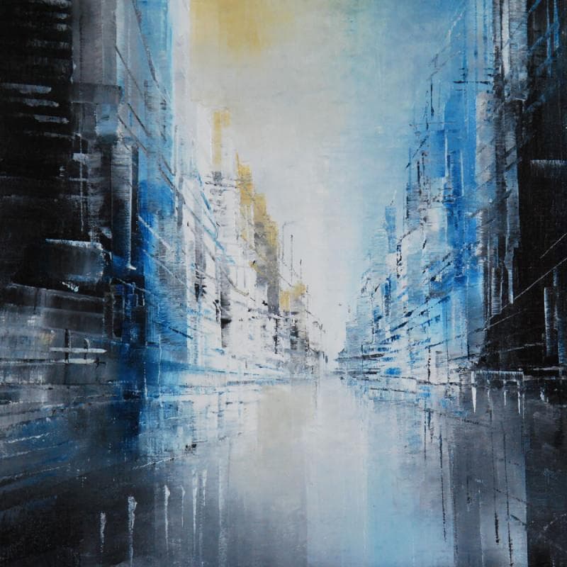 Painting City of glass by Levesque Emmanuelle | Painting Abstract Oil Urban