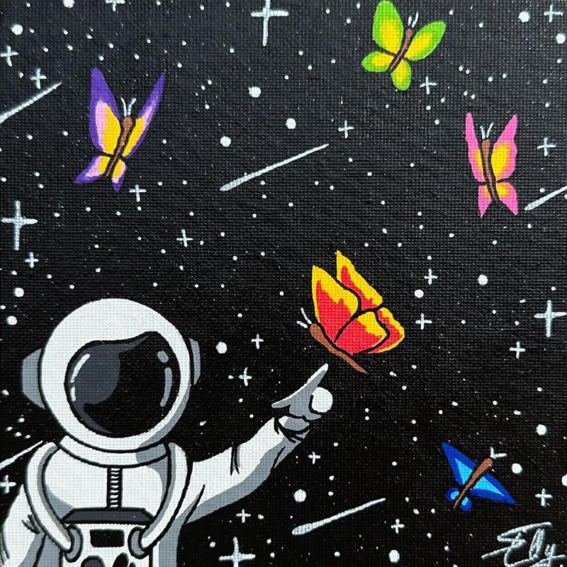 Gemälde Papillons dans l'espace von Elly | Gemälde Pop-Art Natur Tiere Acryl Posca