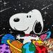 Peinture Snoopy dans l'Espace par Elly | Tableau Pop-art Icones Pop Acrylique Posca