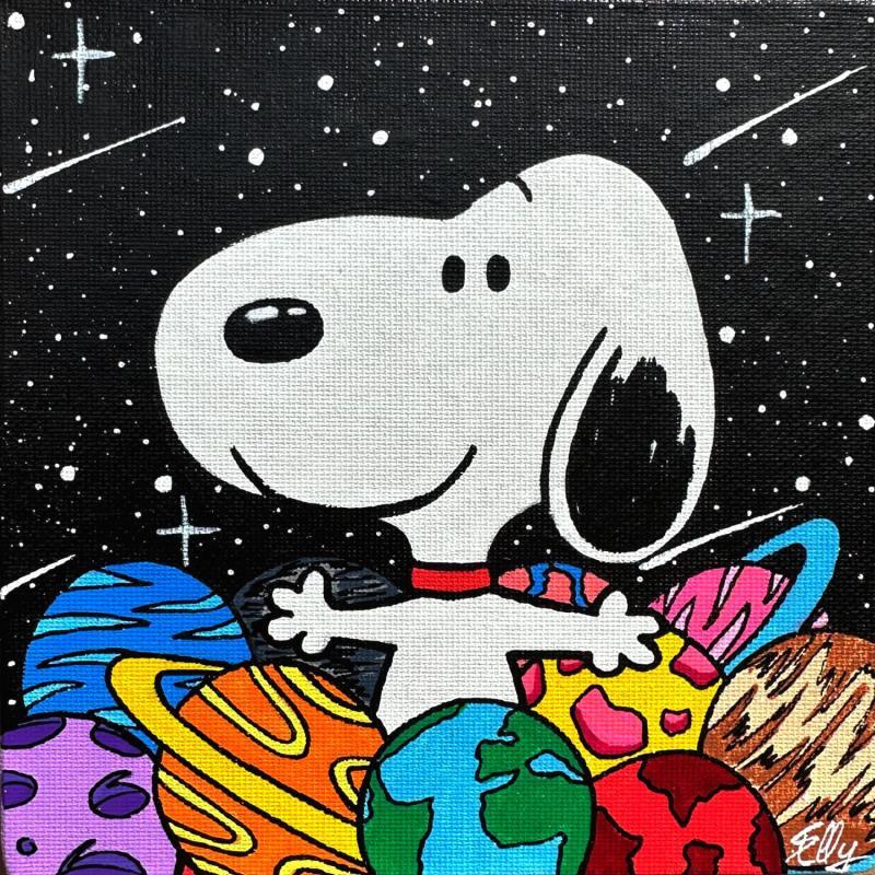 Peinture Snoopy dans l'Espace par Elly | Tableau Pop-art Acrylique, Posca Icones Pop