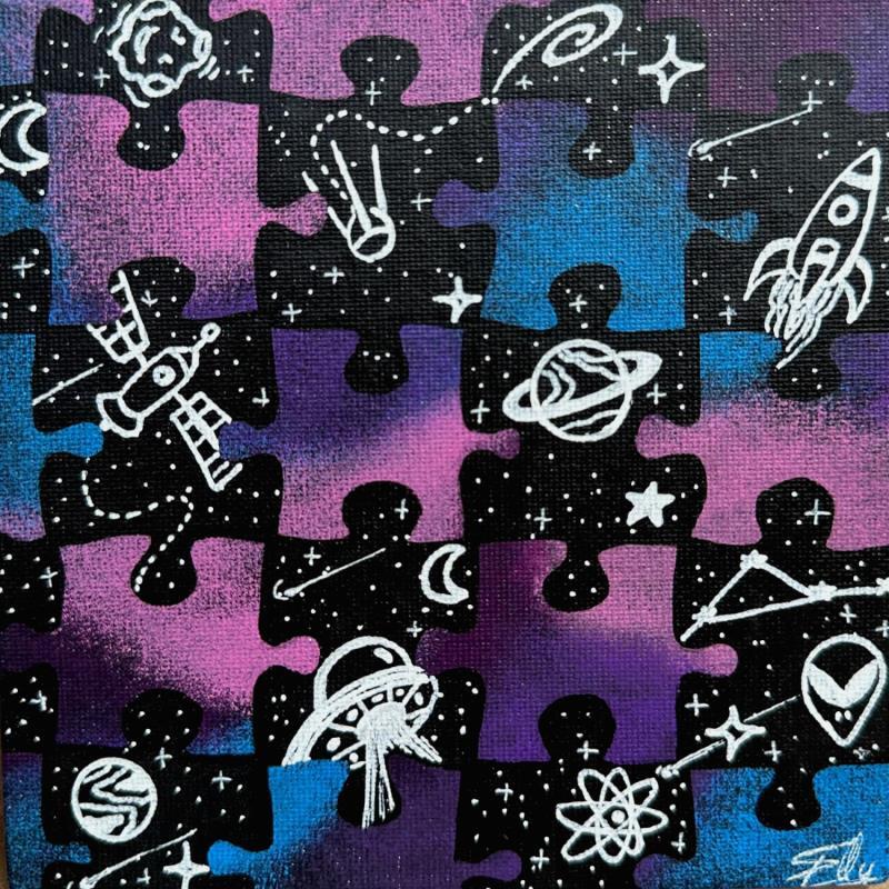 Peinture Puzzle spatial par Elly | Tableau Pop-art Scènes de vie Acrylique Posca