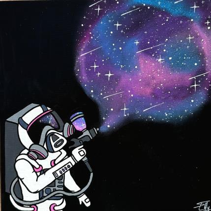 Gemälde Peinture galactique von Elly | Gemälde Pop-Art Acryl, Posca Alltagsszenen