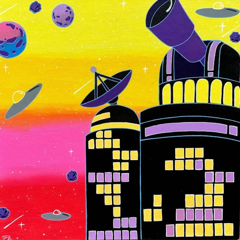 Painting Station spatiale by Elly | Painting Urban Architecture Acrylic Posca