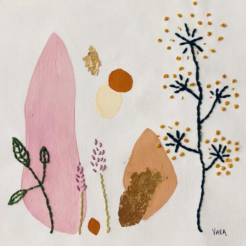 Peinture Douceur et plantes par Vaea | Tableau Art Singulier Textile Minimaliste