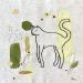 Peinture Le chat blanc par Vaea | Tableau Art Singulier Matiérisme Minimaliste Acrylique Textile