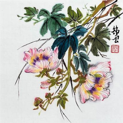 Peinture Hibiscus par Tayun | Tableau Figuratif Encre Natures mortes