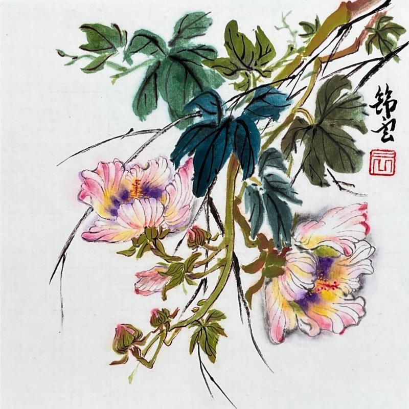 Peinture Hibiscus par Tayun | Tableau Figuratif Natures mortes Encre