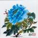 Peinture Pivoines Bleues par Tayun | Tableau Figuratif Natures mortes Encre