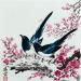 Painting Deux Pies by Tayun | Painting Figurative Animals Ink