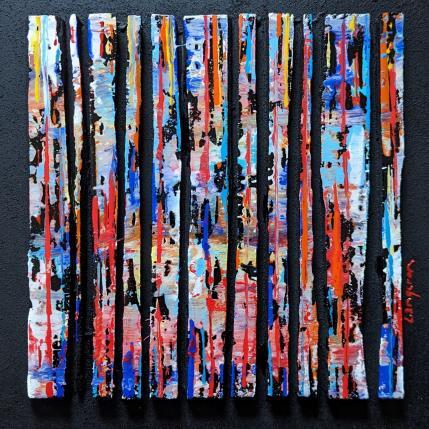 Painting bc11 street rouge bleu orange by Langeron Luc | Painting Abstract Acrylic, Resin, Wood