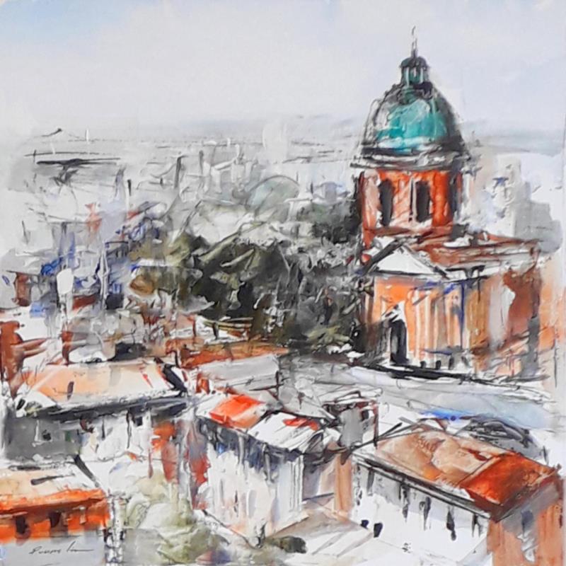 Painting Vue sur la ville by Poumelin Richard | Painting Figurative Oil Landscapes, Urban