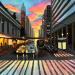 Painting Manhattan Sunset by Pigni Diana | Painting Figurative Urban Oil