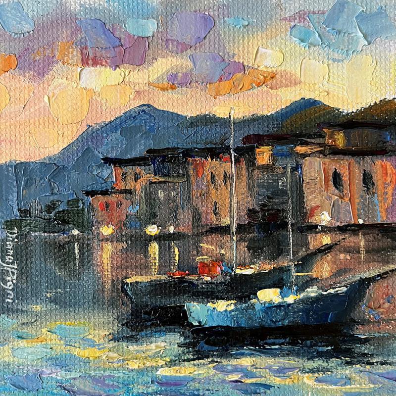 Painting Riviera in the evening by Pigni Diana | Painting Figurative Oil Marine