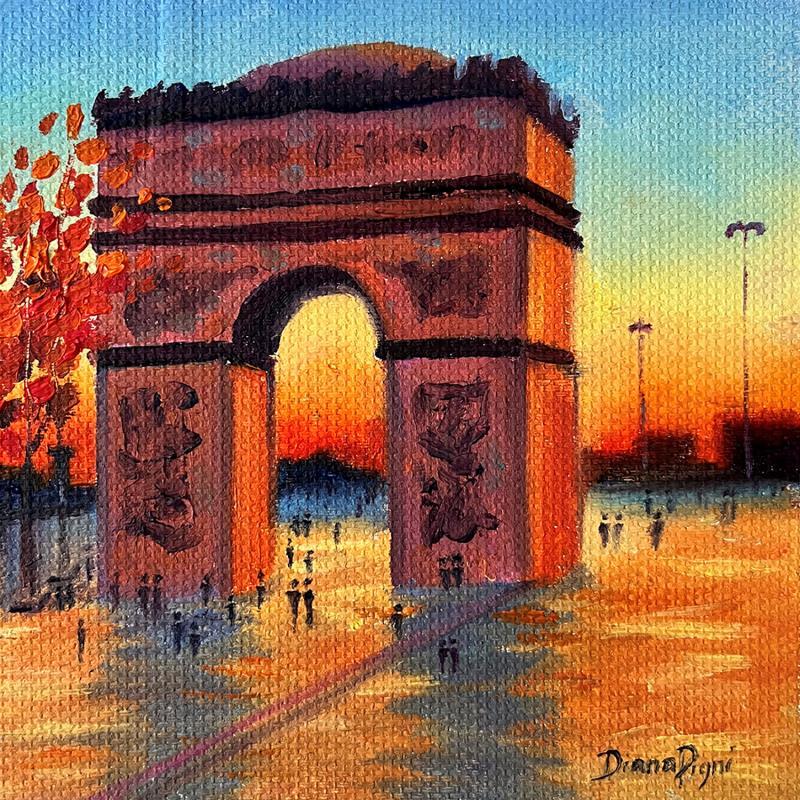 Peinture Paris Sunset par Pigni Diana | Tableau Figuratif Huile Urbain