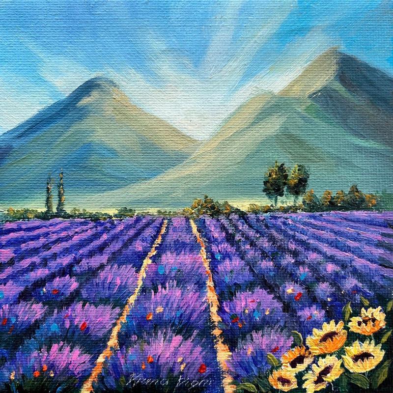 Painting Lavender Fields by Pigni Diana | Painting Figurative Oil Landscapes