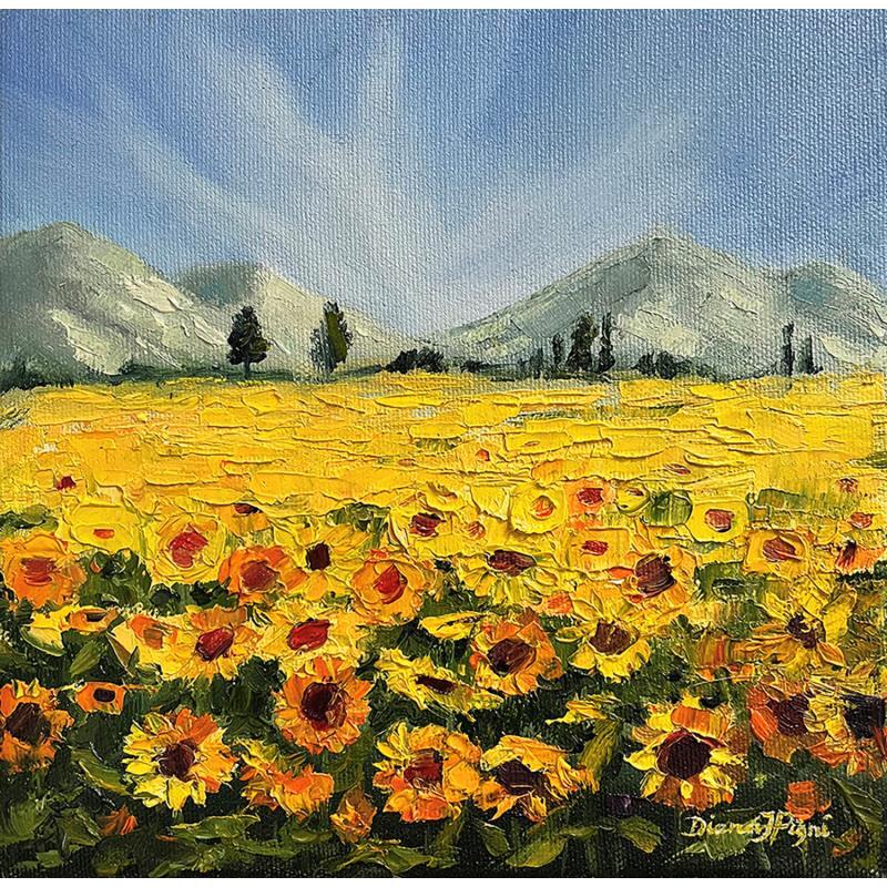 Painting Sunflower Field by Pigni Diana | Painting Figurative Oil Landscapes, Pop icons