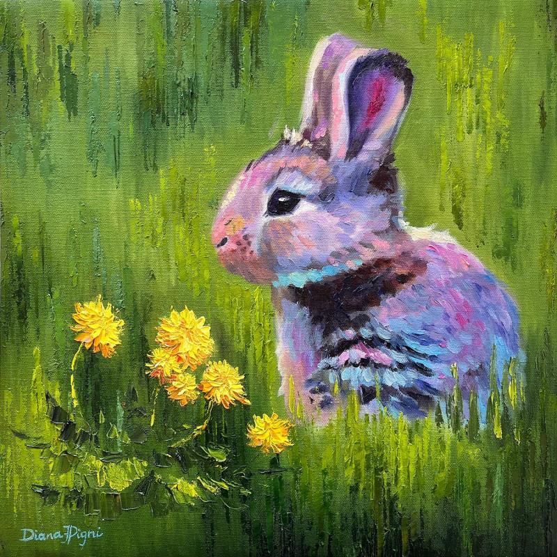 Peinture Sweet Bunny  par Pigni Diana | Tableau Figuratif Huile Animaux