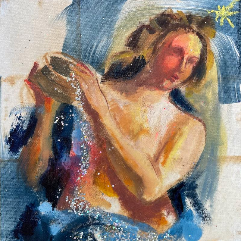 Painting Nu censuré, d'après A. Gentileschi by Coline Rohart  | Painting Figurative Oil Nude, Portrait
