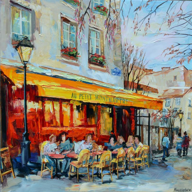 Painting Café au petit Montmartre by Novokhatska Olga | Painting Figurative Oil Urban