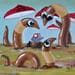 Painting Giant earthworms by Lennoz Raphaële | Painting Illustrative Mixed Animals