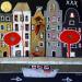 Painting Red district 2 by Lovisa | Painting Pop-art Urban Wood