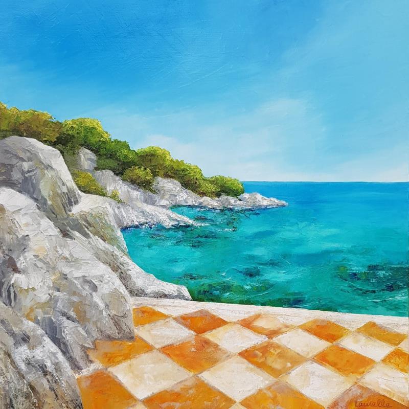 Peinture Ma terrasse préférée par Bessé Laurelle | Tableau Figuratif Huile Marine, Paysages