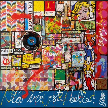 Painting La vie est belle ! (bleue) by Costa Sophie | Painting Pop art Mixed