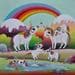 Painting Unicorns land by Lennoz Raphaële | Painting Naive art Animals Oil