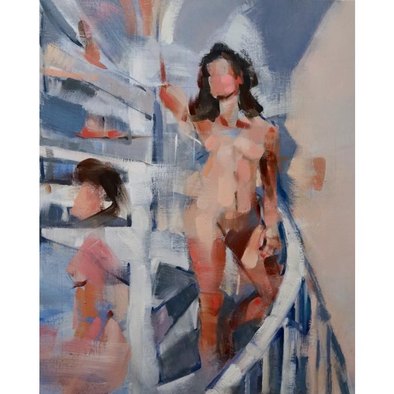 Painting Laura descendant l'escalier by Coline Rohart  | Painting Figurative Nude, Portrait