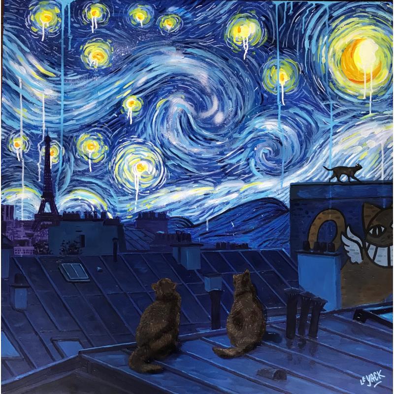 Peinture La nuit étoilée par Le Yack | Tableau Pop-art Paysages, Scènes de vie