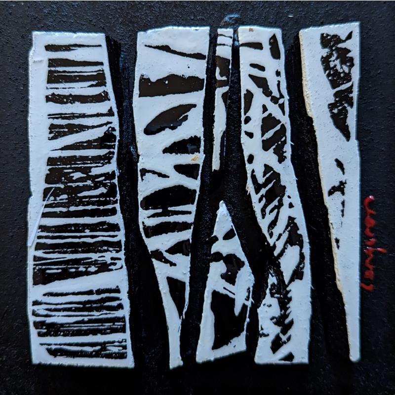 Painting Bc5 impression noir blanc by Langeron Luc | Painting Abstract Acrylic, Resin, Wood