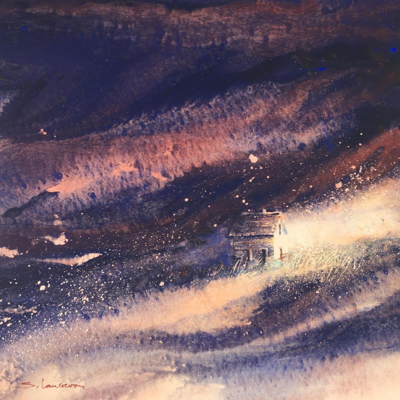 Gemälde Isolée  von Langeron Stéphane | Gemälde Figurativ Materialismus Landschaften Aquarell
