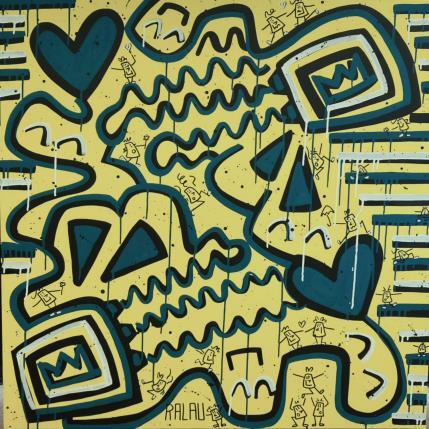 Painting 100x100 The cartography of love by Ralau | Painting Pop art Mixed