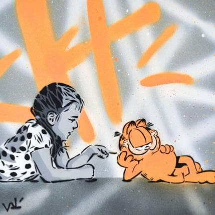 Peinture My friend Garfield par Valérian Lenud | Tableau Street Art Graffiti scènes de vie