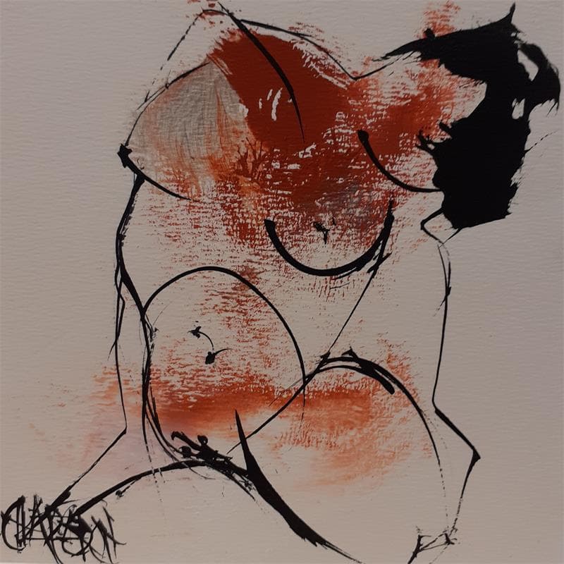 Painting Argent 6 by Chaperon Martine | Painting Figurative Mixed Nude