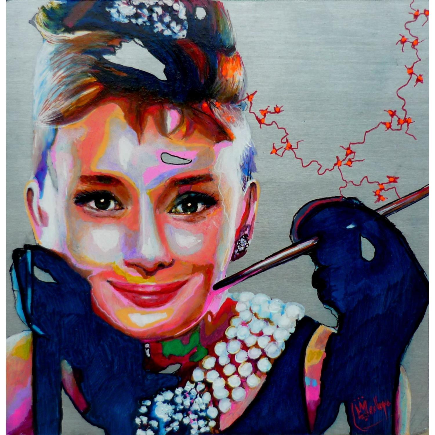 Painting Audrey Hepburn by Medeya Lemdiya | Carré d'artistes