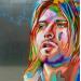 Gemälde Kurt Cobain von Medeya Lemdiya | Gemälde Pop-Art Porträt Pop-Ikonen Metall
