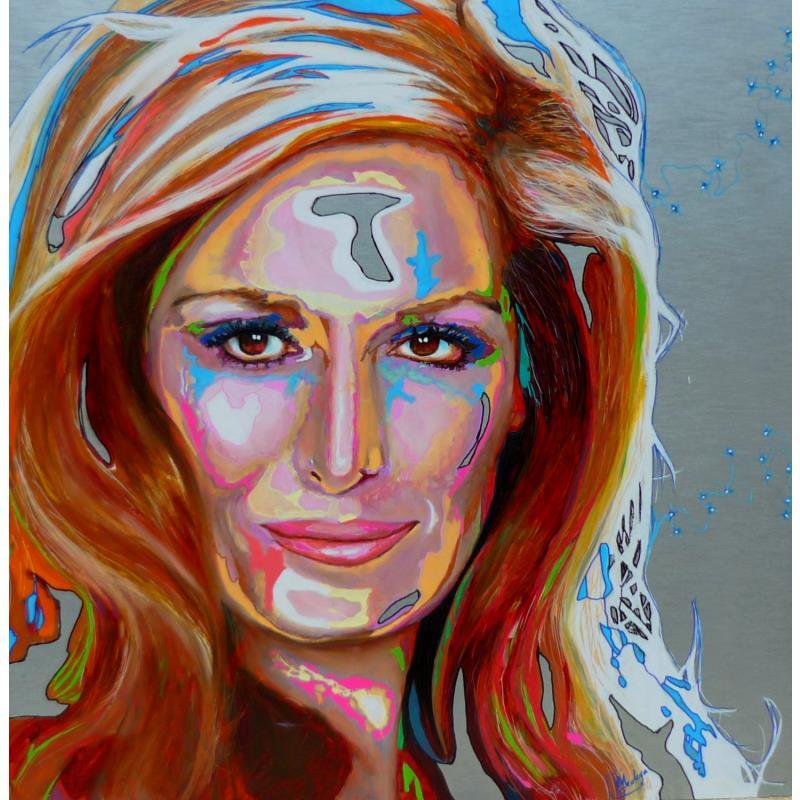 Gemälde Dalida von Medeya Lemdiya | Gemälde Pop-Art Pop-Ikonen Metall