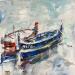 Gemälde Les deux barques von Poumelin Richard | Gemälde Figurativ Landschaften Urban Öl